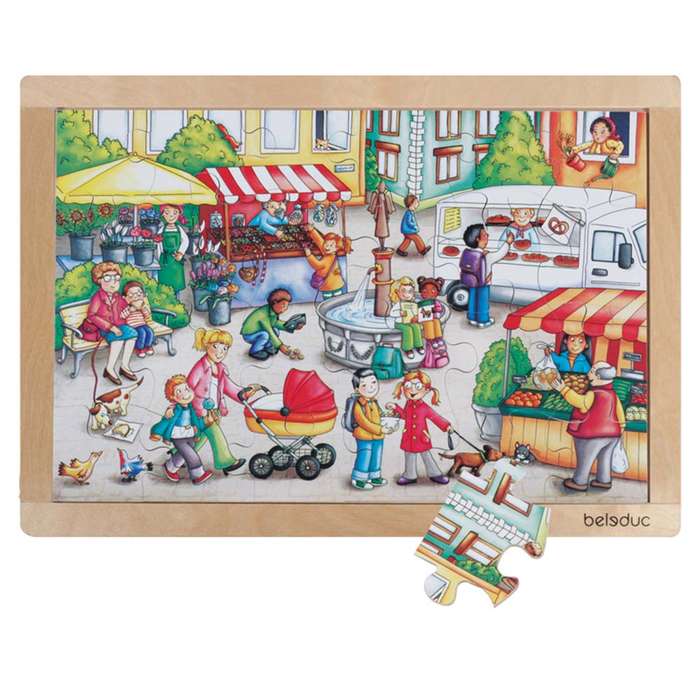 Beleduc - Frame Puzzle - Market - 24pcs