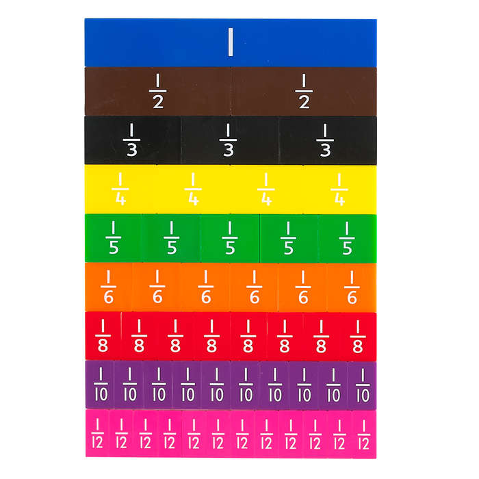 EDX Education - Fraction Tiles - 1 to 12th - Mini Printed - 51pcs