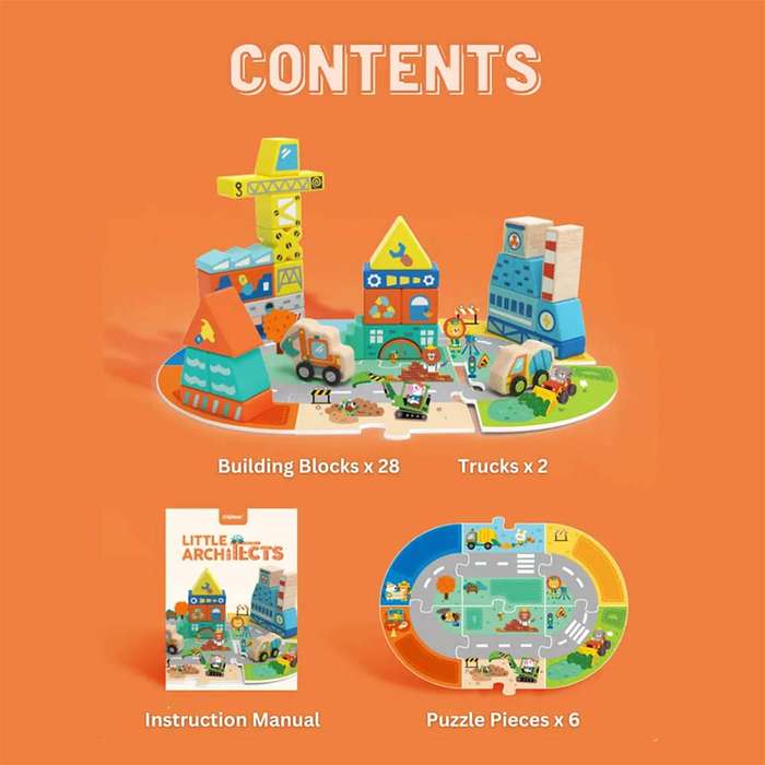 Mideer - Little Architect Wooden Blocks -37pcs