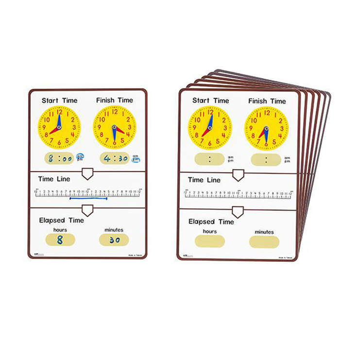 EDX Education - Tell Elapsed Time - Dry Erase Board - Student - 10pcs