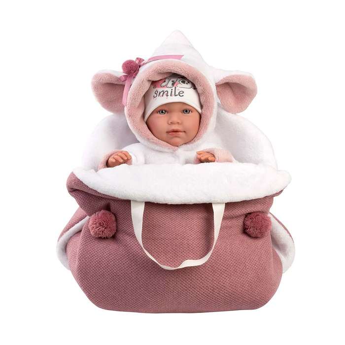 Llorens - Baby Girl Doll with Crying Mechanism Clothing & Carrycot: Mimi - 42cm
