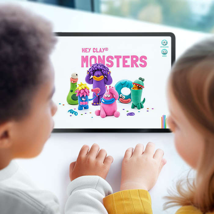 Hey Clay - Modelling Air-Dry Clay with Fun Interactive App - Cyclops, series Monsters, 3 cans