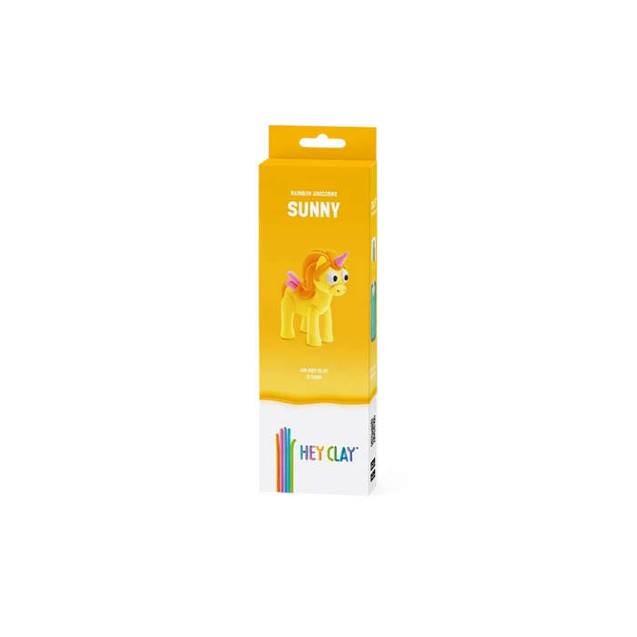 Hey Clay - Modelling Air-Dry Clay with Fun Interactive App - Sunny, Series Rainbow Unicorns, 3 cans
