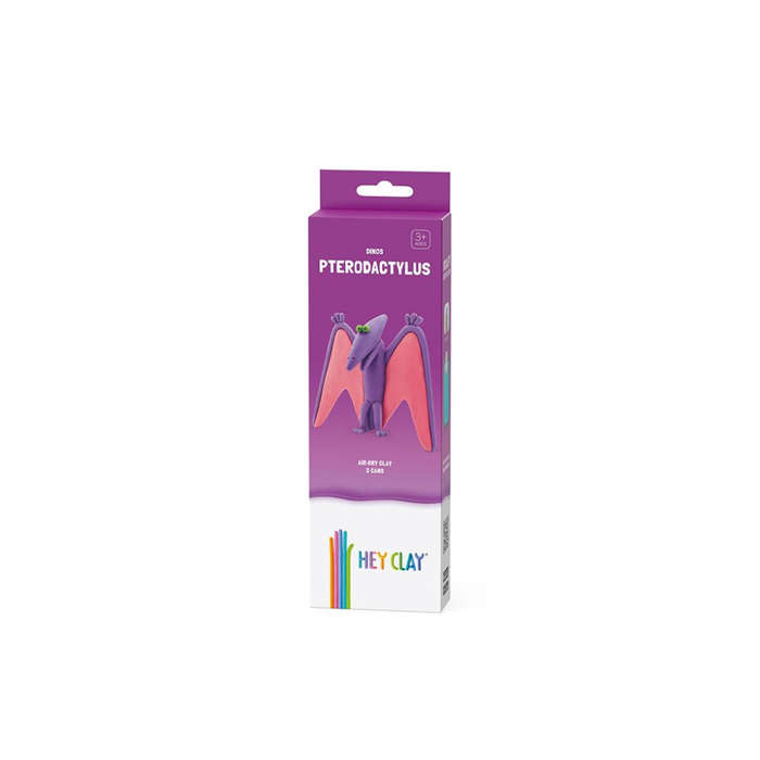 Hey Clay - Modelling Air-Dry Clay with Fun Interactive App - Pterodactylus, series Dinos, 3 cans