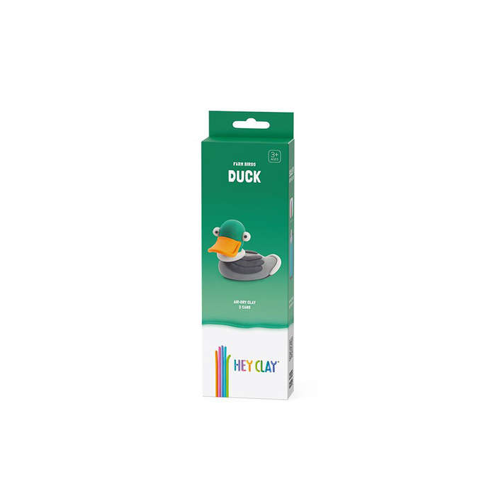 Hey Clay - Modelling Air-Dry Clay with Fun Interactive App - Duck, series Farm Birds, 3 cans