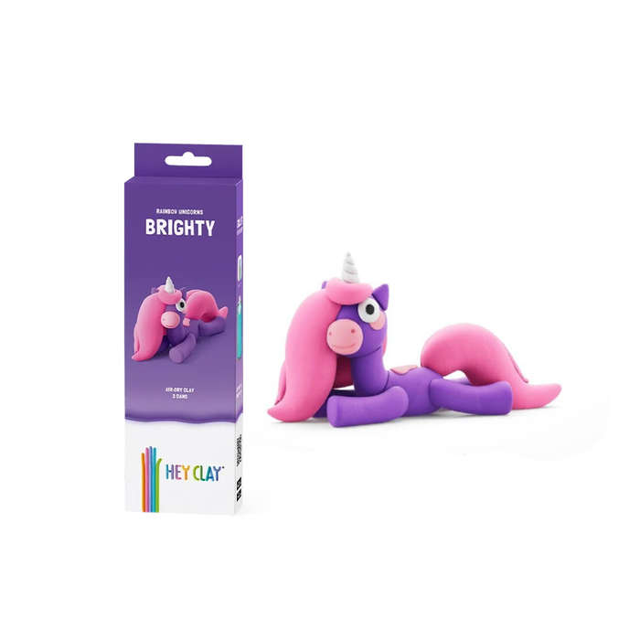 Hey Clay - Modelling Air-Dry Clay with Fun Interactive App - Brighty, Series Rainbow Unicorns, 3 ...