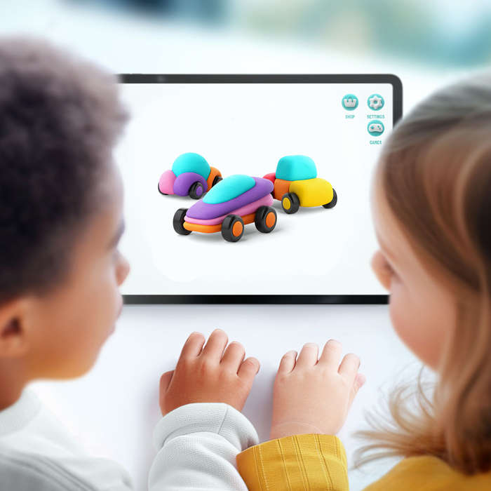 Hey Clay - Modelling Air-Dry Clay with Fun Interactive App - Happy Cars, series Motors, 6 cans