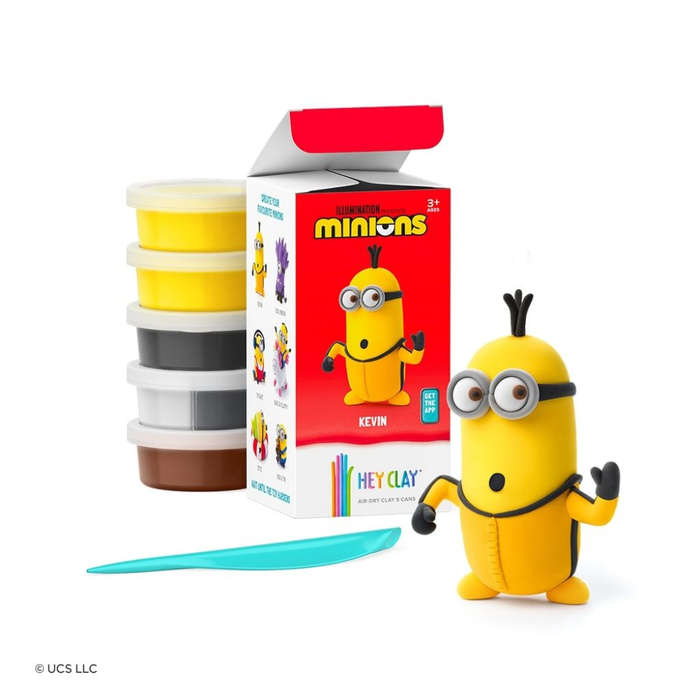Hey Clay - Modelling Air-Dry Clay with Fun Interactive App - Kevin, Series Minions, 5 cans