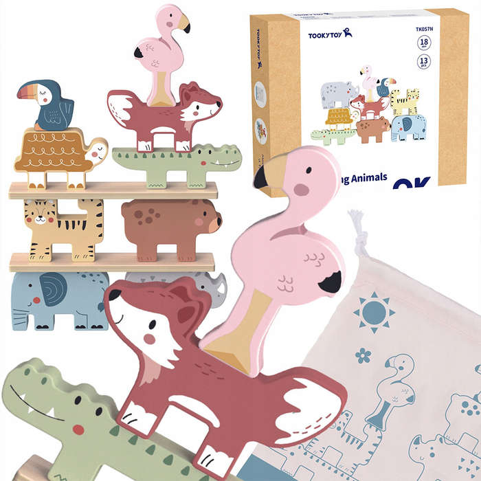 TookyToy - Wooden Stacking Animals Activity Set