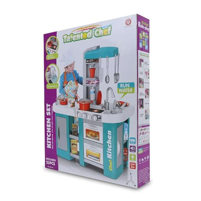 Cogo - Pretend & Play Kitchen Set with Light & Sound Effects - Blue - 53 Pieces