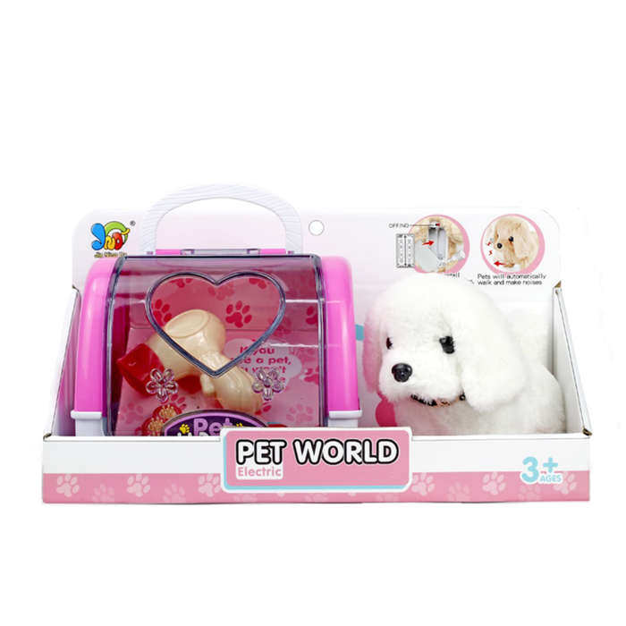 Cogo - Pretend &amp; Play Electric Plush Dog Care Kit with Pet Grooming Accessories - White Dog