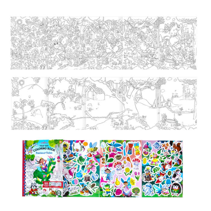 eeBoo - Fold-Out Colouring Book with Stickers - Fairies And Tales