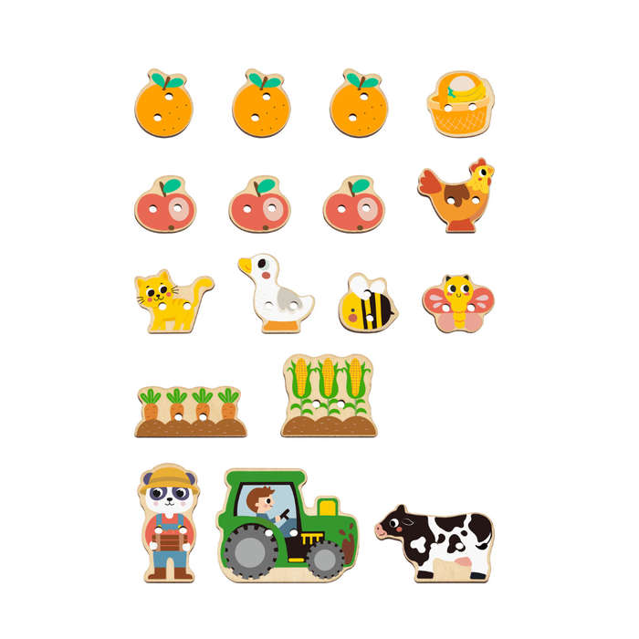 hi Pando - Wooden Threading Board - Farm Themed - 23pcs