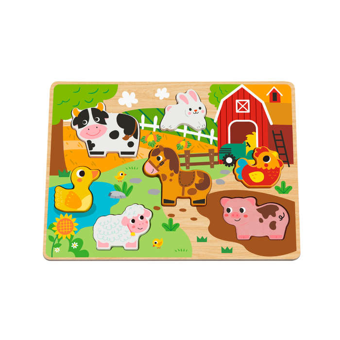 hi Pando - Chunky Wooden Puzzle - Farm Animals - 8pcs