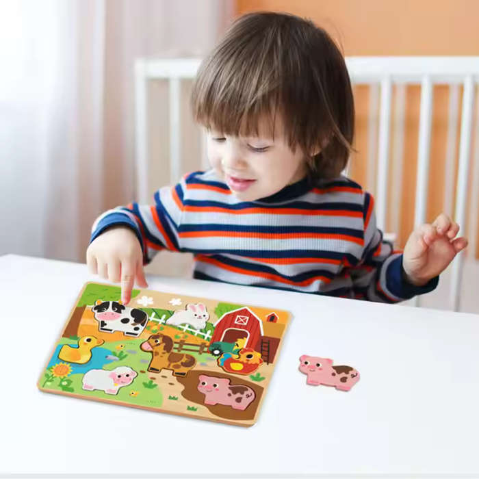 hi Pando - Chunky Wooden Puzzle - Farm Animals - 8pcs