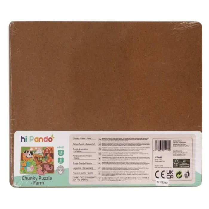 hi Pando - Chunky Wooden Puzzle - Farm Animals - 8pcs