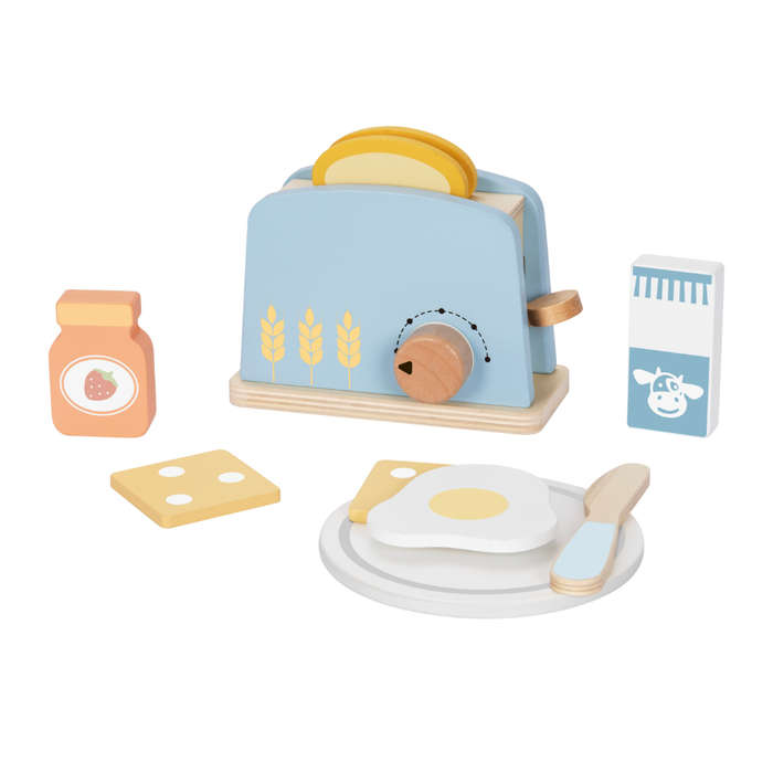 hi Pando - Pretend & Play - Wooden Toaster Breakfast Set - 10pcs