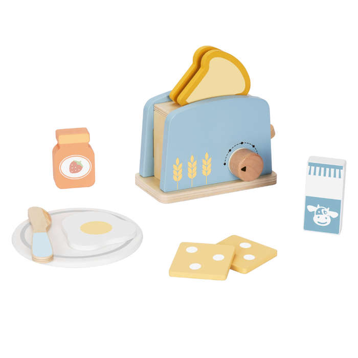 hi Pando - Pretend & Play - Wooden Toaster Breakfast Set - 10pcs