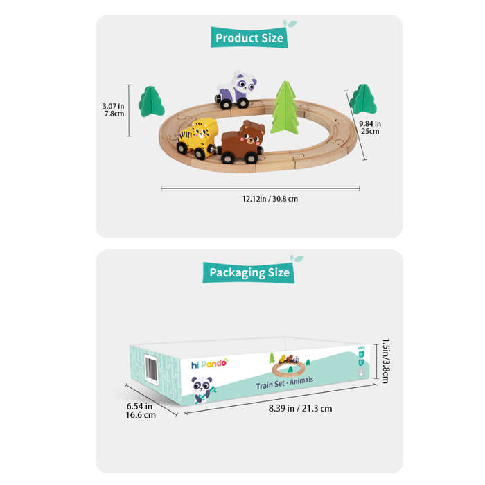 hi Pando - Wooden Animal Train Set - 19pcs