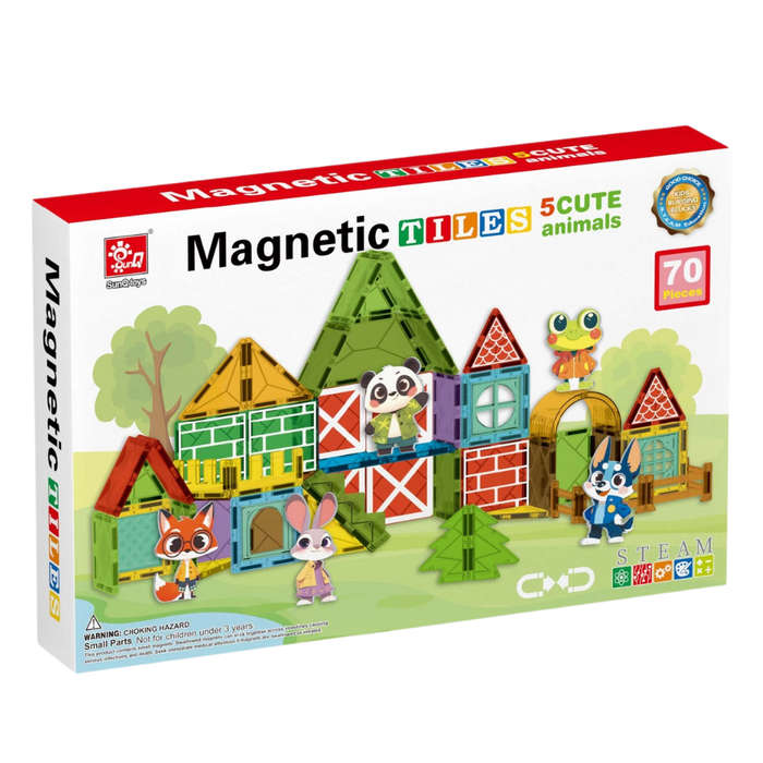 Magnetic Tiles - Cute Animals Set - 70 Pieces