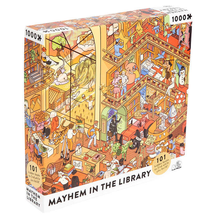 Big Potato Games - Mayhem at the Library - 101 Hidden Book Titles - Jigsaw Puzzle - 1000pcs