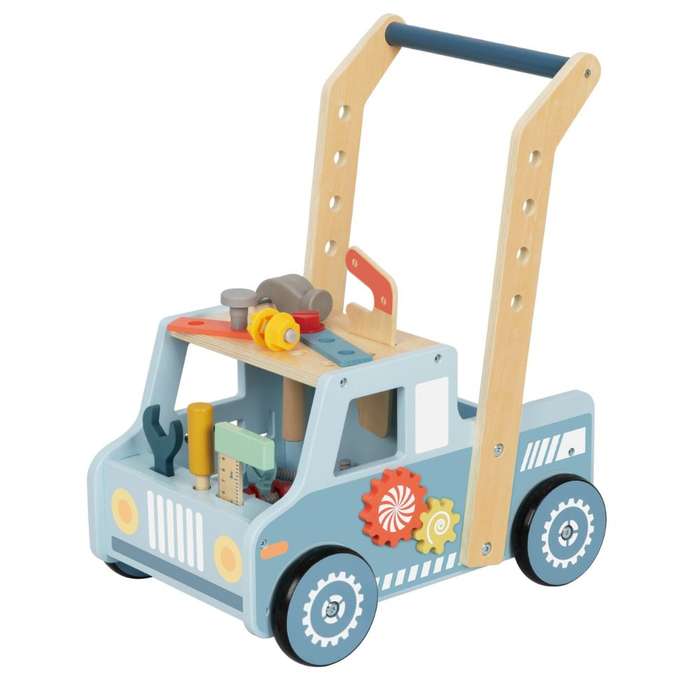 TookyToy - 2-in-1 Wooden Tool Bench & Baby Walker - 46 Pieces
