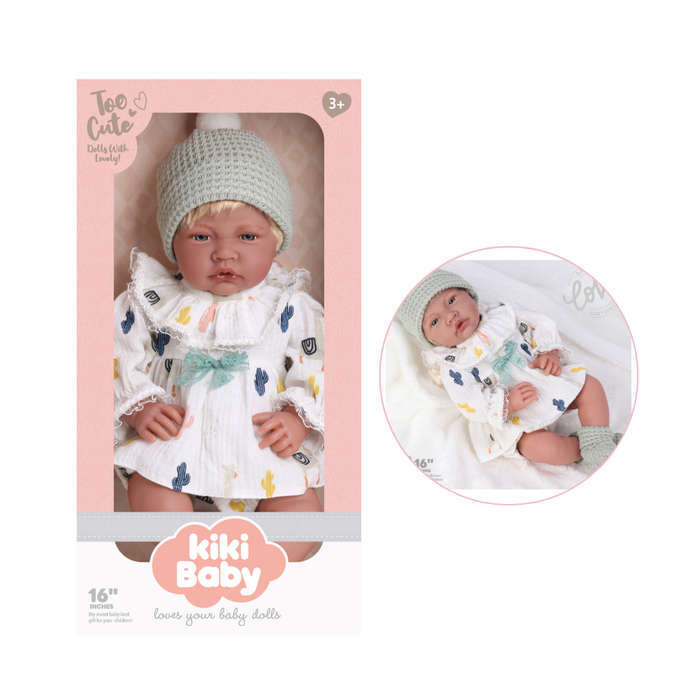 Baby Doll - Soft Cotton Body - Dress, Beanie & Shoes - 40cm
