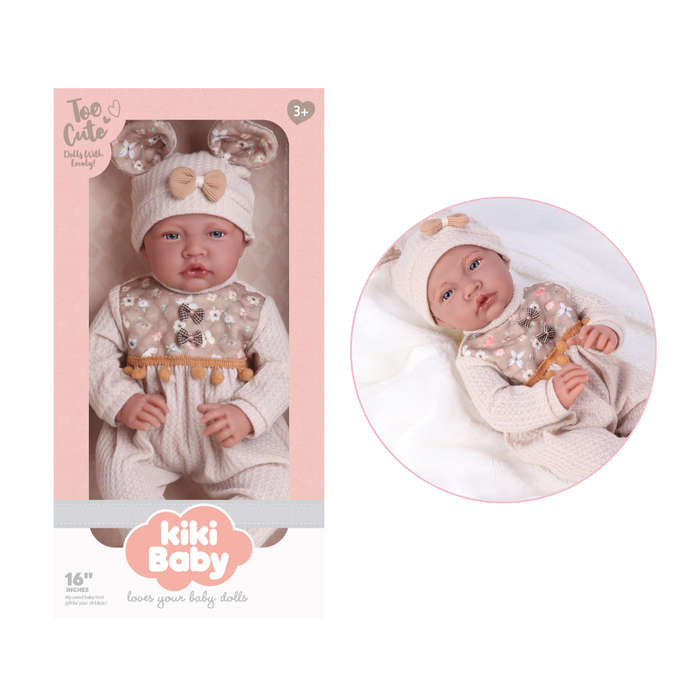 Baby Doll - Soft Cotton Body - Jumper, Beanie & Shoes - 40cm