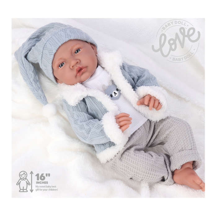 Baby Doll - Soft Cotton Body - Clothing, Beanie & Shoes - 40cm