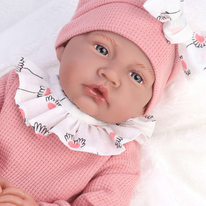 Baby Doll - Soft Cotton Body - Pink Dress, Beanie & Shoes - 40cm