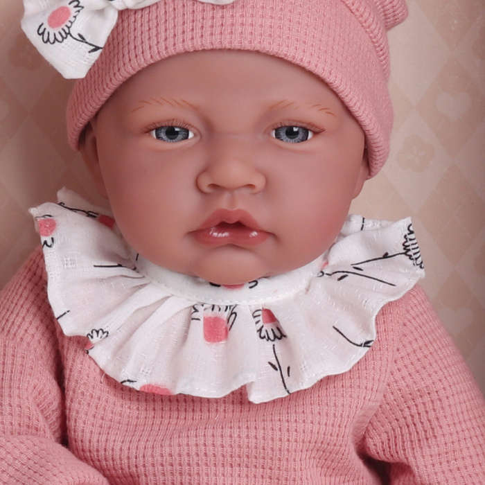 Baby Doll - Soft Cotton Body - Pink Dress, Beanie & Shoes - 40cm