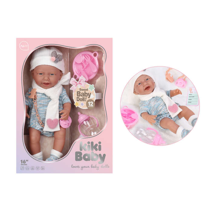 Baby Doll with Vinyl Body, 12 Sounds, Clothing & Accessories - 40cm