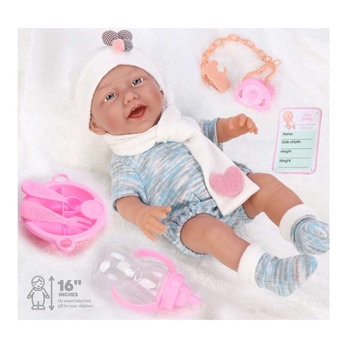 Baby Doll with Vinyl Body, 12 Sounds, Clothing & Accessories - 40cm