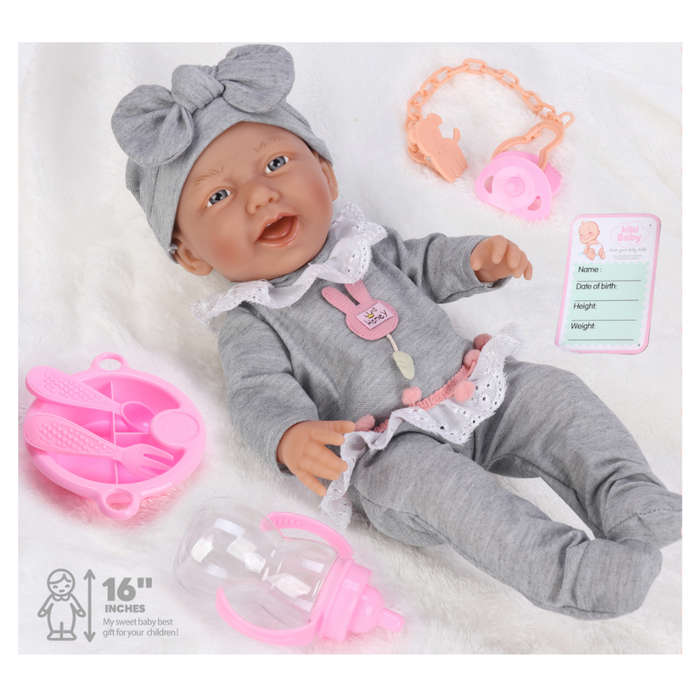 Baby Doll with Vinyl Body, 12 Sounds, Cute Outfit & Accessories - 40cm