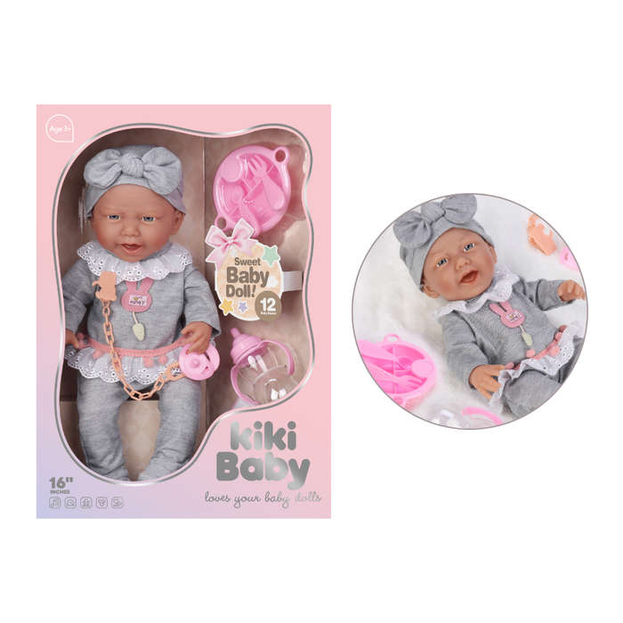 Baby Doll with Vinyl Body, 12 Sounds, Cute Outfit & Accessories - 40cm