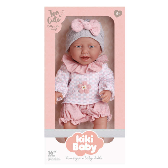 Baby Doll with Pink Clothing & Accessories - Vinyl Body - 40 cm