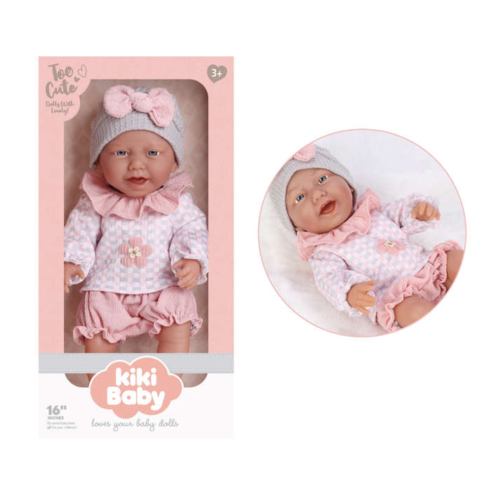 Baby Doll with Pink Clothing & Accessories - Vinyl Body - 40 cm