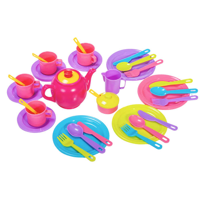 Greenbean - Pretend & Play Tea & Dinner Set - Pastel - 34pcs