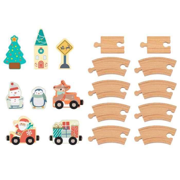 hi Pando - Wooden Christmas Train Set - 19pcs