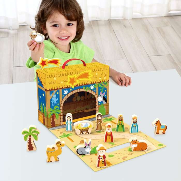 hi Pando - Nativity Scene - Wooden Christmas Story Play Box Set