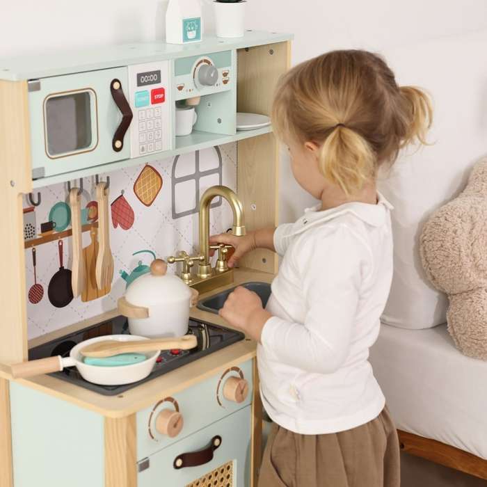 TookyToy - Pretend Play Wooden Kitchen Set - 11 Pieces