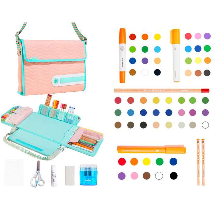 Mideer - Kids Drawing Art Set with Carry-on Bag - Pink - 75pcs