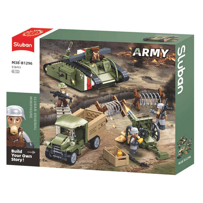Sluban Building Set: Army - WWI Mark V Tank Offensive - 516 Pieces