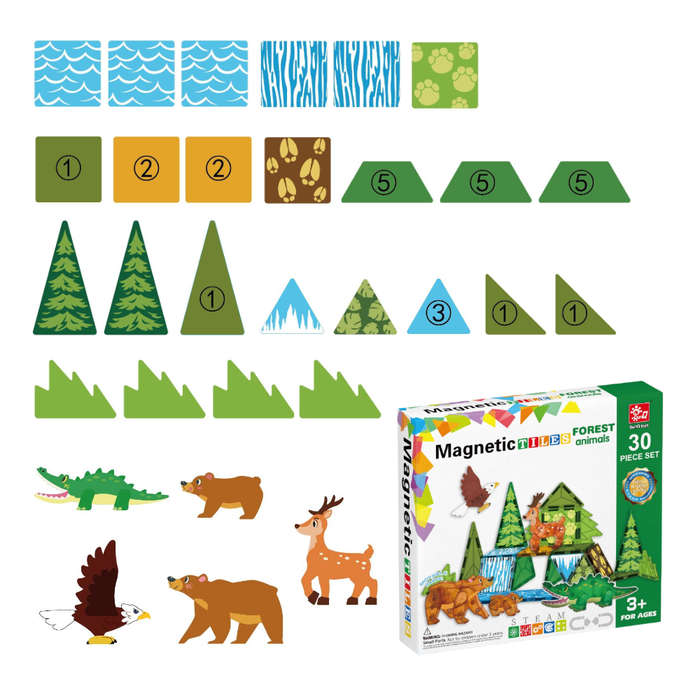 Magnetic Tiles - Forest Animals Set - 30 Pieces