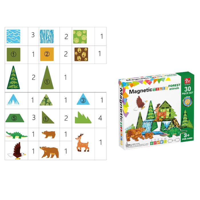 Magnetic Tiles - Forest Animals Set - 30 Pieces