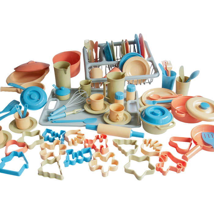 Greenbean - Pretend & Play Complete Kitchen Set - Natural - 80pcs