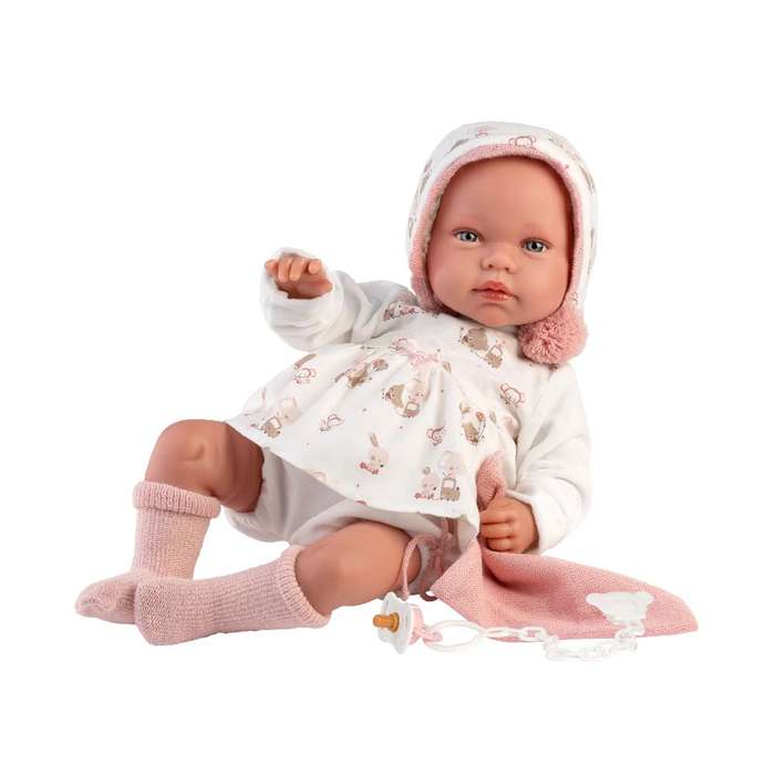 Llorens - Newborn Baby Girl Doll with Crying Mechanism, Clothing & Cushion: Tala - 44cm