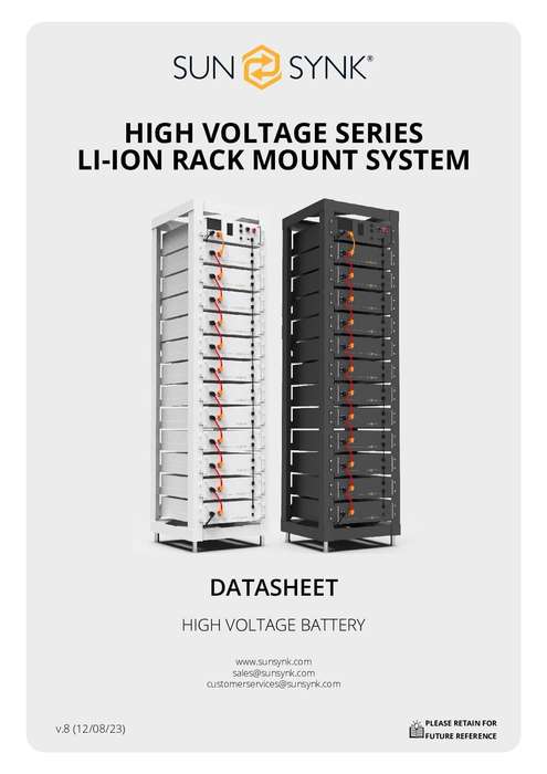61.4kWh SunSynk HV Batteries (12x Units + Cabinet + BMS)
