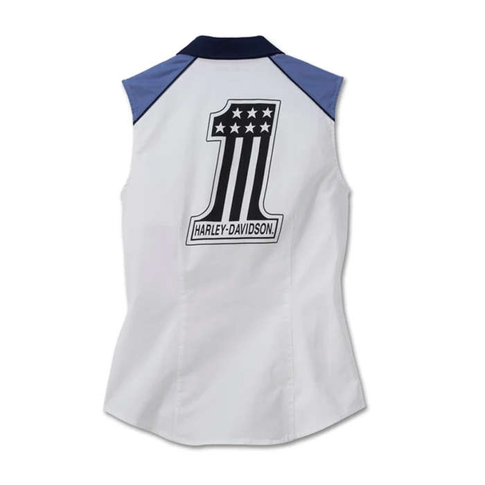 Women's Liberty Sleeveless Zip Front Shirt - Colorblocked - Bright White - M