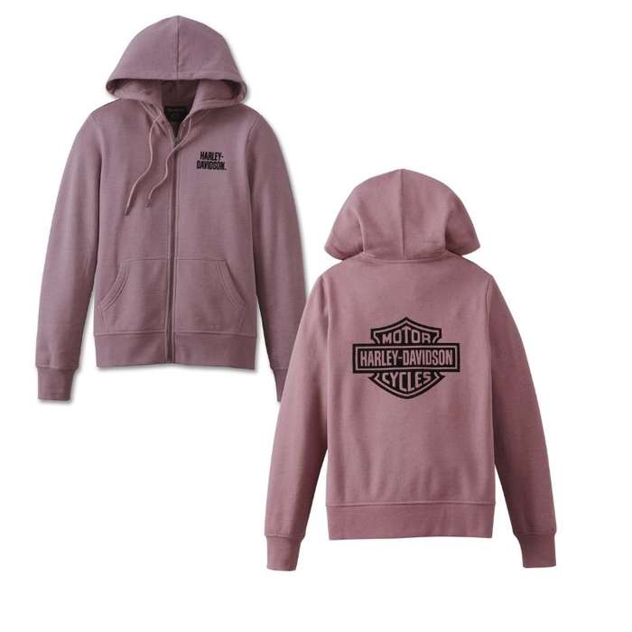 Women's Special Bar and Shield Zip Front Hoodie - Grape Shake Heather - 1W